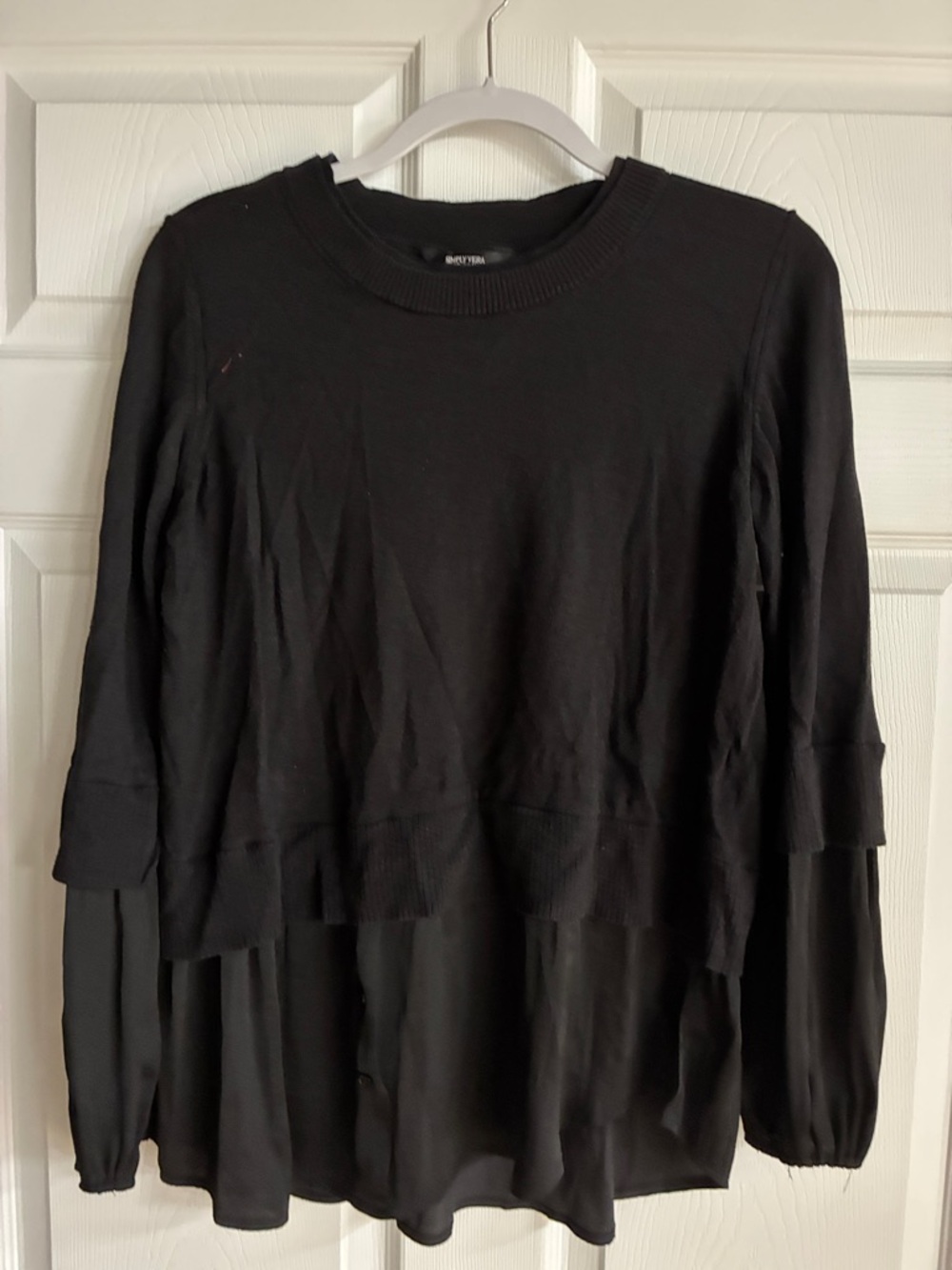 Simply Vera Vera Wang Black Layered Long-Sleeve Pullover